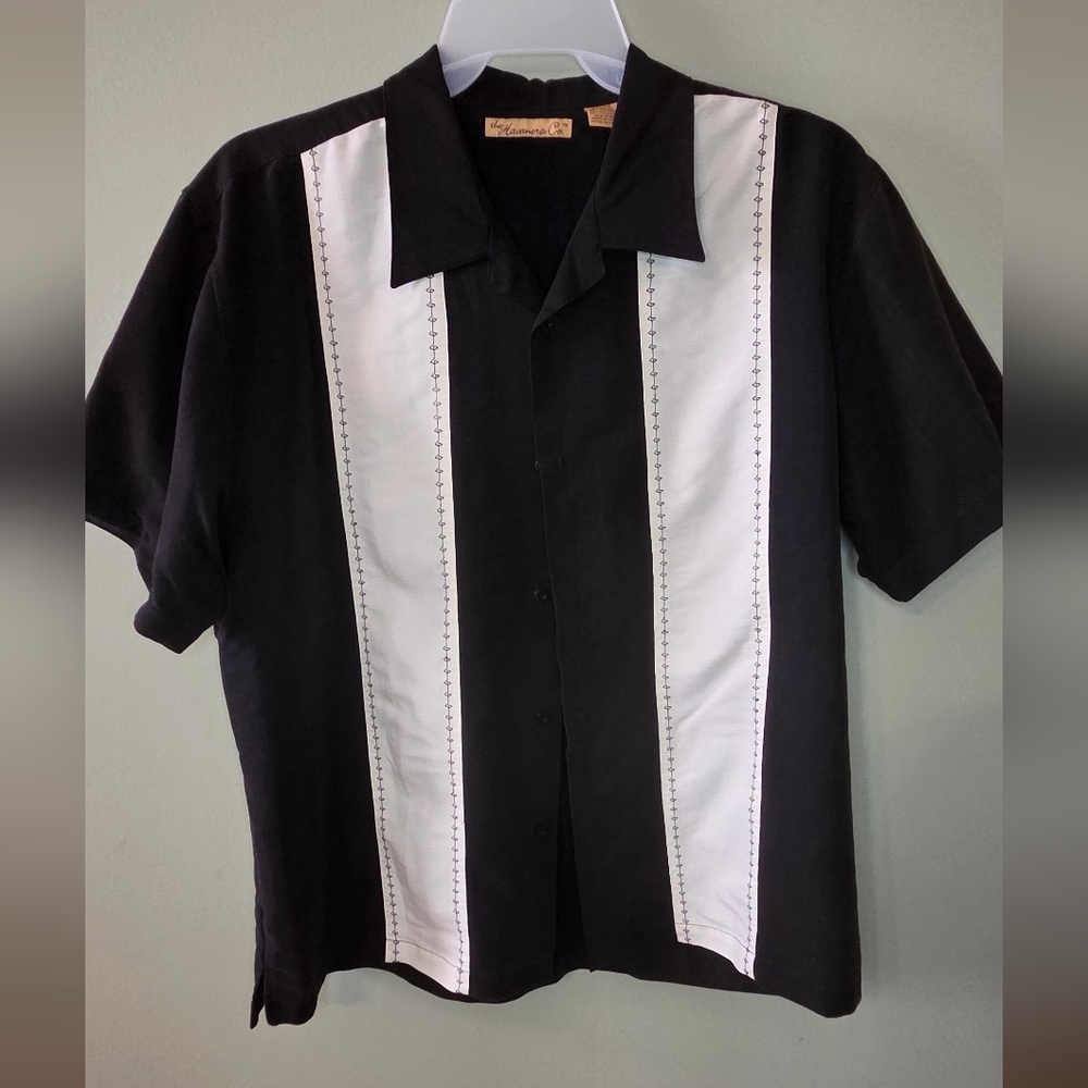 The Havanera Co. Cuban Style Embroidered Panel Shirt Men’s XL – Black & White